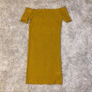 Mustard Yellow, Ruffled, Maxi-Dress